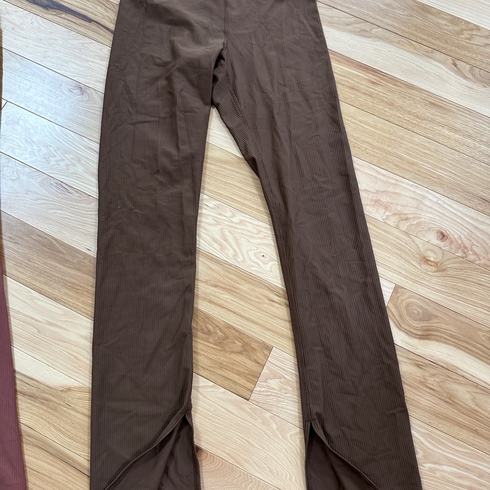 Brown split-bottom flared Leggings 31” inseam